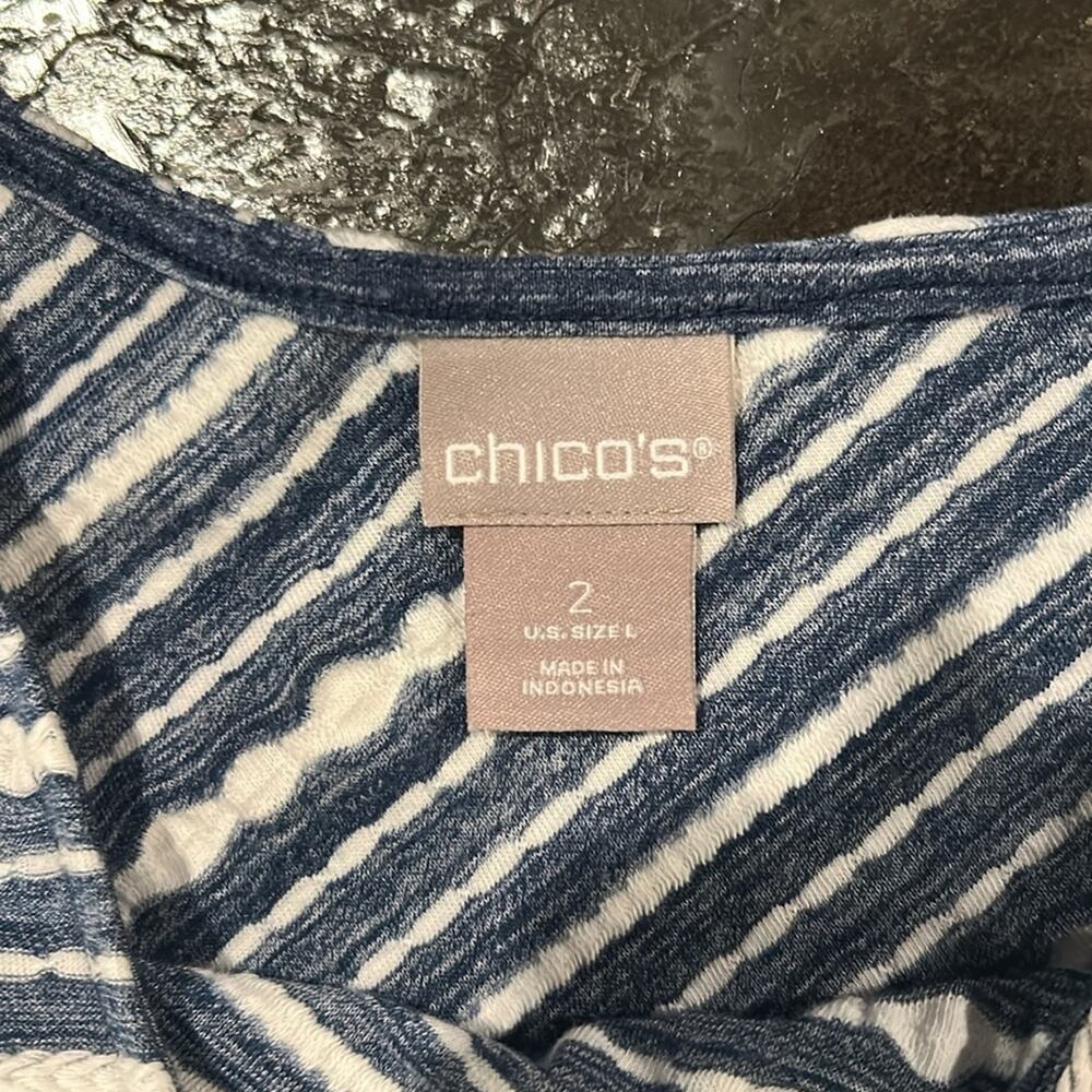 Chico’s Striped Cardigan & Tank Set Size M Coastal Grandma Minimalist - Picture 3 of 12